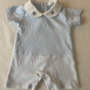 3-6MO Tigels Train Embroidered Romper